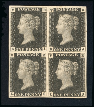 Stamp of Great Britain » Officials 1840 1d. black VR official, KI-LJ, a very fine mint block of four, 