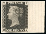 Stamp of Great Britain » Officials 1840 1d. black VR official, RL, matched pair of imprimaturs from the "Before" and "after" hardening