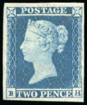 Stamp of Great Britain » 1841 2d Blue 1841 2d. blue, BH, Pl. 4, unused with large part original