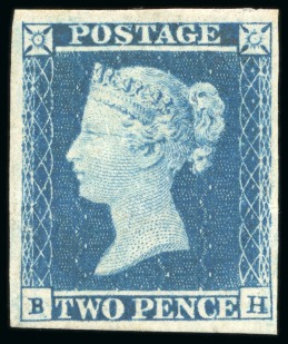 Stamp of Great Britain » 1841 2d Blue 1841 2d. blue, BH, Pl. 4, unused with large part original