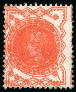 Stamp of Great Britain » 1855-1900 Surface Printed » 1887-1900 Jubilee Issue & 1891 £1 Green 1887 1/2d vermilion doubly printed variety, a very fine unused example