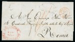 Stamp of Seychelles » Prestamp Postal History 1854 (16 June) Single rate entire from Mahé to Rome, prepaid 1s to Alexandria