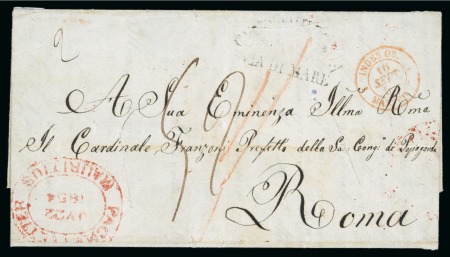 Stamp of Seychelles » Prestamp Postal History 1854 (16 June) Single rate entire from Mahé to Rome, prepaid 1s to Alexandria