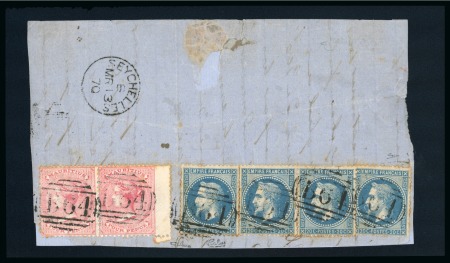 Stamp of Seychelles » Mauritius Used in Seychelles 1870 (March 13) large piece of cover with astonishing