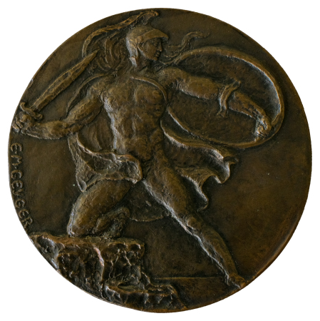 Stamp of Olympics » 1916 Berlin 1916 Berlin, proposed medal and trial medal for the Games by Ernst Moritz Geyger, 9.8cm diameter, bronze