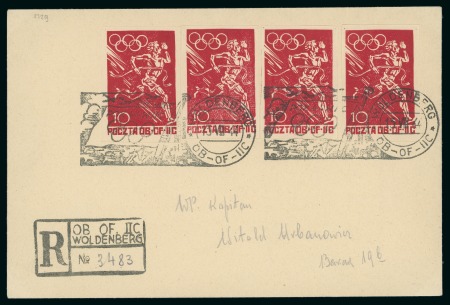 Stamp of Olympics » 1944 Polish P.O.W. Camps 1944 Woldenberg POW Camp Olympic group incl. registered cover with four 10fen tied by the Olympic cancel