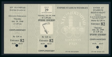 Stamp of Olympics » 1948 London 1948 London group of paper memorabilia, with tickets incl. unused Opening Ceremony