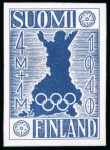 Stamp of Olympics » 1940 Helsinki (Cancelled) 1940 Helsinki essay by an unknown artist, trio of enlarged essays showing an outline of Finland plus 5 proofs