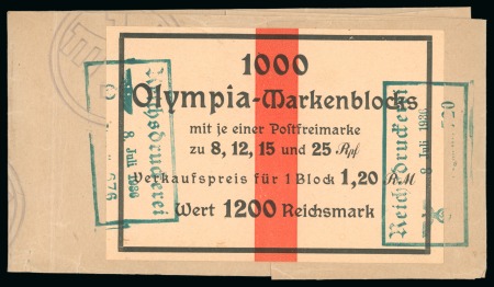 Stamp of Olympics » 1936 Berlin » Stamps 1936 Berlin mini sheet packets and part packets with six different labels