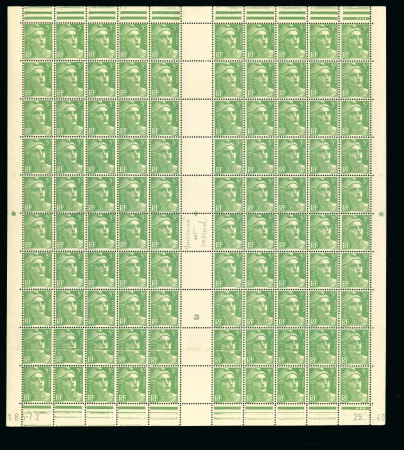 Stamp of France » Émissions à partir de 1900 1945-47, Feuille de 100 timbres ** Y&T n°719 Marianne