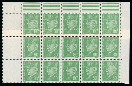 Stamp of France » Émissions à partir de 1900 1941-42, Bloc de 15 timbres ** Y&T n°508 Pétain Type