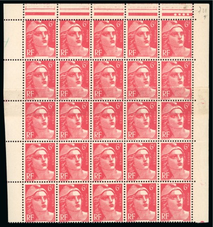 Stamp of France » Émissions à partir de 1900 1945-47, Bloc de 25 timbres ** Y&T n°721 Marianne