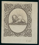 Stamp of Persia » 1868-1879 Nasr ed-Din Shah Lion Issues » 1865 Essays 1865 Reister unadopted essay in black on white paper,