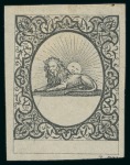 Stamp of Persia » 1868-1879 Nasr ed-Din Shah Lion Issues » 1865 Essays 1865 Reister unadopted essay in black on white paper,