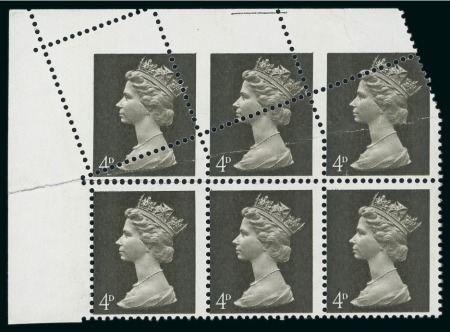 Stamp of Great Britain » Queen Elizabeth II 1958-65 3d Wilding deep lilac mint n.h. mint block of twelve and 4d Machin block of 6 with perforation errors