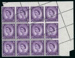 Stamp of Great Britain » Queen Elizabeth II 1958-65 3d Wilding deep lilac mint n.h. mint block of twelve and 4d Machin block of 6 with perforation errors