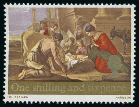 Stamp of Great Britain » Queen Elizabeth II 1967 Christmas Paintings 1s6d mint n.h. with variety ultramarine omitted