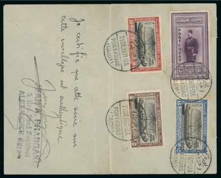 Stamp of Egypt » Commemoratives 1926 Port Fouad complete set of four tied to unaddressed envelope with Port Fouad 21 DEC 26 first day of issue cancellations