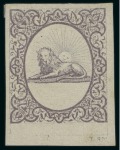 Stamp of Persia » 1868-1879 Nasr ed-Din Shah Lion Issues » 1865 Essays 1865 Reister unadopted essay in brown bronze on cream