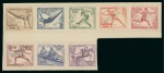 Stamp of Olympics » 1936 Berlin » Stamps 1936 Berlin set of eight affixed to archive piece with "SPECIMEN" handstamps in green from the Portuguese Receiving Authority