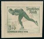 Stamp of Olympics » 1936 Garmisch-Partenkirchen 1936 Garmisch-Partenkirchen set of three affixed to archive pieces with "SPECIMEN" handstamps in green