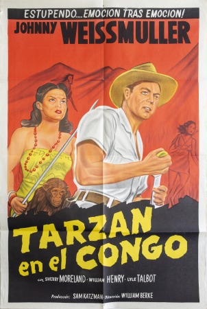 Stamp of Olympics » 1928 Amsterdam » Memorabilia 1951 "Fury of the Congo" movie poster featuring Johnny Weissmuller, Argentinean version entitled "Tarzan en el Congo"
