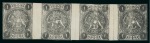 Stamp of Persia » 1868-1879 Nasr ed-Din Shah Lion Issues » 1875 Wide Spacing (SG 5-13) (Persiphila 5-9) 1sh. black, rouletted unused horizontal strip of four,