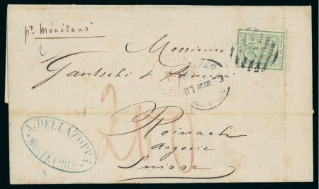 Stamp of Uruguay 1873 Cover to Switzerland bearing 1868-72 10c, the only disinfected cover in this issue
