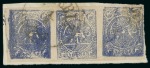 Stamp of Persia » 1868-1879 Nasr ed-Din Shah Lion Issues » 1878 (Feb) (SG 36) (Persiphila 29) 1878 4kr. deep blue, used horizontal strip of three,