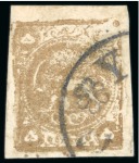 Stamp of Persia » 1868-1879 Nasr ed-Din Shah Lion Issues » 1878-79 Five Kran Stamps (SG 40-43) (Persiphila 30-37) 1878-79 5kr. gold (shade), used with central ZENDJAN