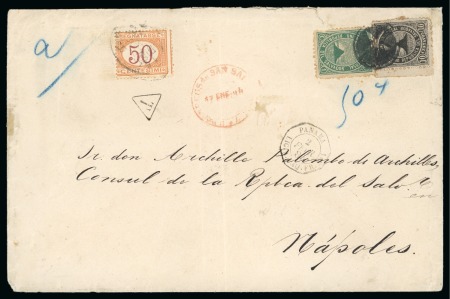Stamp of Salvador 1885 Envelope to Italy with unique combination franking