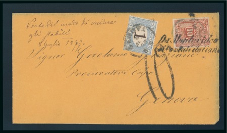 Stamp of Uruguay 1877 Cover bearing Uruguay & Italy franking and "Da Montevideo/coi Postali italiani" hs