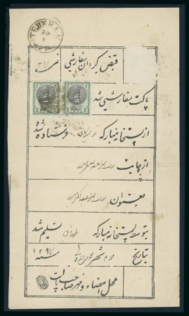 Stamp of Persia » 1876-1896 Nasr ed-Din Shah Issues 1876 First Portrait 2sh. green & black, two singles,