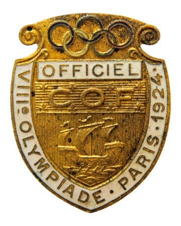Stamp of Olympics » 1924 Paris » Memorabilia 1924 Paris official's badge, with "OFFICIEL" at top