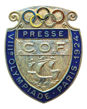 Stamp of Olympics » 1924 Paris » Memorabilia 1924 Paris Press badge, with "PRESSE" at top