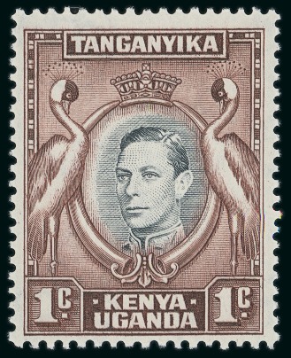 Stamp of Kenya, Uganda and Tanganyika » Kenya, Uganda and Tanganyika 1938 KENYA, UGANDA & TANGANYIKA definitives 1c damaged left hand value tablet and missing watermark variety