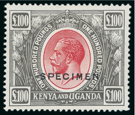 Stamp of Kenya, Uganda and Tanganyika » Kenya, Uganda and Tanganyika 1922-27 £100 red and black, overprinted "SPECIMEN",