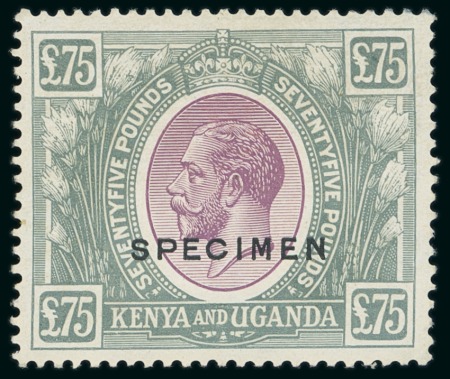 Stamp of Kenya, Uganda and Tanganyika » Kenya, Uganda and Tanganyika 1922-27 £75 purple and grey, overprinted "SPECIMEN",