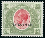 Stamp of Kenya, Uganda and Tanganyika » Kenya, Uganda and Tanganyika 1922-27 £20 red and green, overprinted "SPECIMEN",