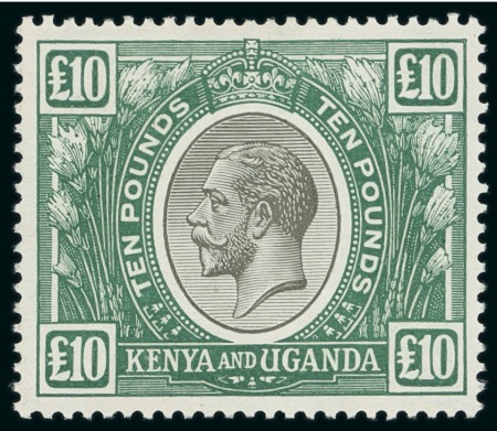 Stamp of Kenya, Uganda and Tanganyika » Kenya, Uganda and Tanganyika 1922-27 £10 black and green, a superb mint example