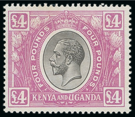 Stamp of Kenya, Uganda and Tanganyika » Kenya, Uganda and Tanganyika 1922-27 £4 black and magenta, large part original gum