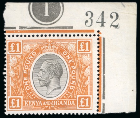 Stamp of Kenya, Uganda and Tanganyika » Kenya, Uganda and Tanganyika 1922-27 £1 black and orange, a fine unmounted mint