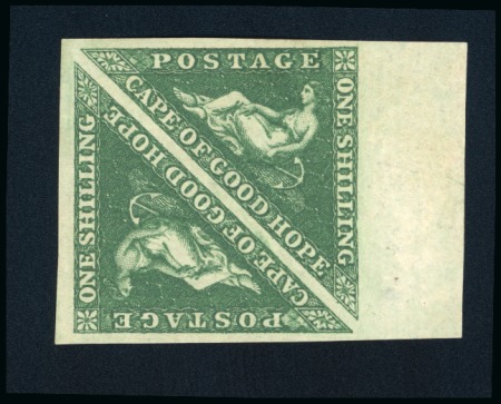 Stamp of South Africa » Cape of Good Hope 1855-63 1s deep dark green mint marginal pair