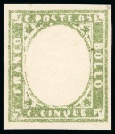 Stamp of Italian States » Sardinia 1855-63 5c to 80c, the five values "senza effigie" n.h.