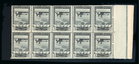 Stamp of Spain SPAIN 1929 Airmails Sevilla & Barcelona exhibitions 4p in MNH margin blk of 10