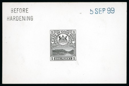 Stamp of South Africa » Cape of Good Hope 1900 Table Mountain 1d De La Rue die proof in black on glazed card