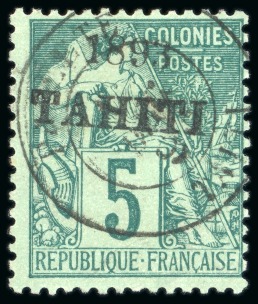 Stamp of Colonies françaises » Tahiti 1893, Type Alphée Dubois Y&T n°22 5 centimes vert
