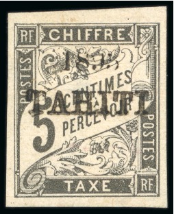 Stamp of Colonies françaises » Tahiti 1893, Taxe Type Duval Y&T n°18 5 centimes noir surchargé