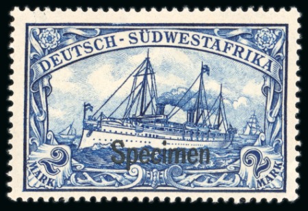 Stamp of South West Africa German South West Africa: 1901 Yacht 3pf to 5M set of 13 overprinted "Specimen", mint n.h.