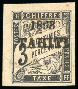 Stamp of Colonies françaises » Tahiti 1893, Taxe Type Duval Y&T n°16 3 centimes noir surchargé